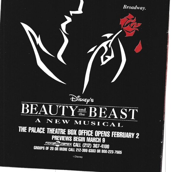 Beauty and the Beast Musical Advertisement Broadway 1990s  Vintage Print Ad - Picture 2 of 2